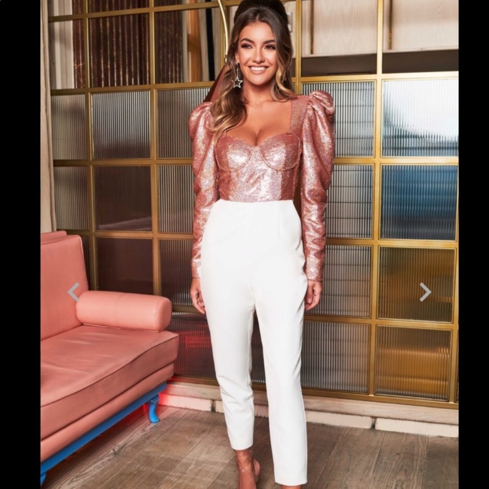 Lavish Alice Sequin Puff Sleeve Jumpsuit (sample)